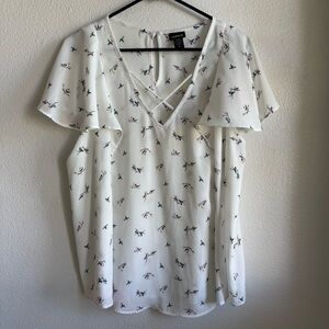 Torrid White Floral Blouse